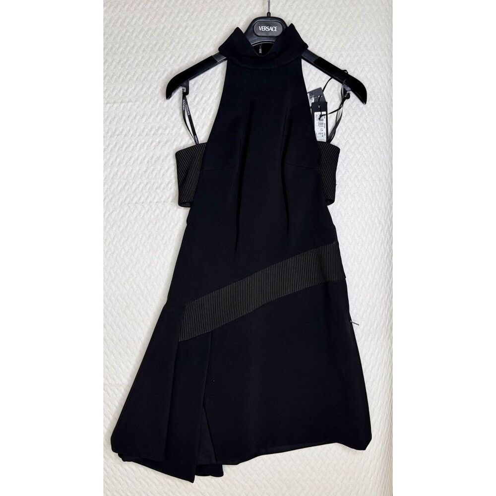 New Versace Cut-Out Halter Black Dress